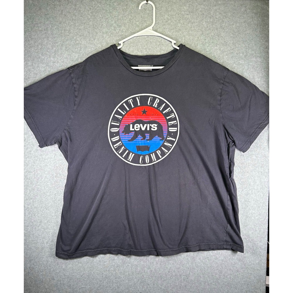 Stain* Levi's Mens Graphic Logo T-Shirt 3XLT Gray Crew Neck Short Sleeve Cotton